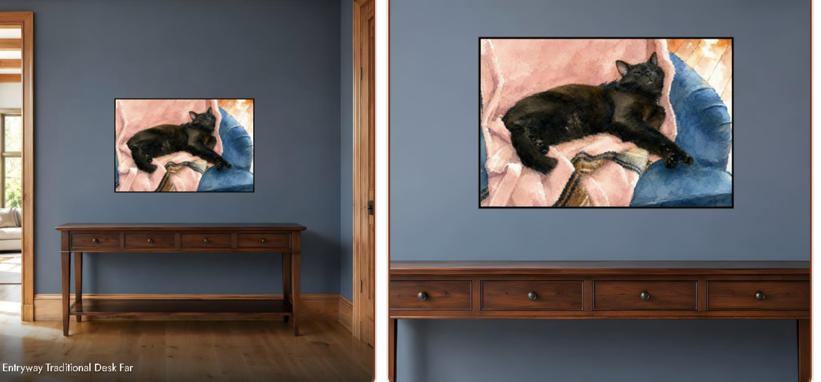 Finished wall art mockup in a styled room